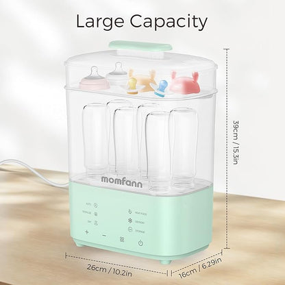 Bottle Sterilizer and Dryer, All-in-One Electric Steam Sterilizer Bottle Sanitizer for Baby Bottles, Pump Parts Accessories Newborn Essential (Green)