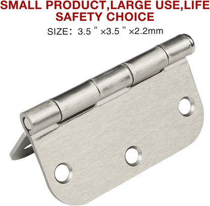42 Pack Rounded Door Hinges Brushed Nickel 3.5 Inch Interior 5/8" 3-1/2" Flat Iron Hinge Hardware House Bifold Table Farmhouse Bedroom Office Living Room Decor 3 ½" Heavy Metal Accessories for Doors