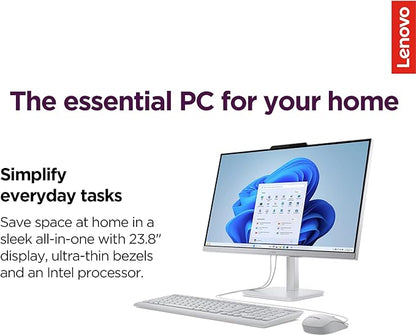 Lenovo IdeaCentre Everyday Tasks 24" Full HD All-in-One Desktop Computer • Lifetime Office 365 for The Web • Intel 4-Cores • 512GB External and 256GB SSD • 8GB RAM • Keyboard and Mouse • Windows 11