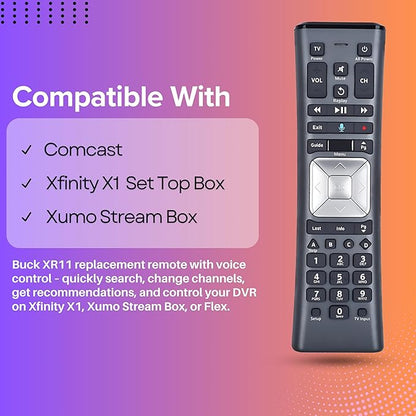 XR11 Xfinity Remote Control Replacement – Universal IR/RF Remote for Cox & Comcast, Easy Pairing, Voice Search, Backlit Keys, Compatible with X1, XG1, Xi3 Cable Boxes/DVR Receivers, 1 Pack