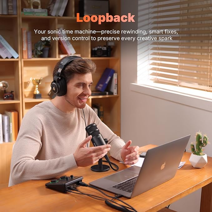 MAONO USB Audio Interface Bundle: Interface with XLR Microphone Headphone 24-bit/192kHz LOOPBACK ASIO Driver for Recording Music Home-Studio Guitar Podcast Streaming PC DAW(PS22+PD100+MH700)