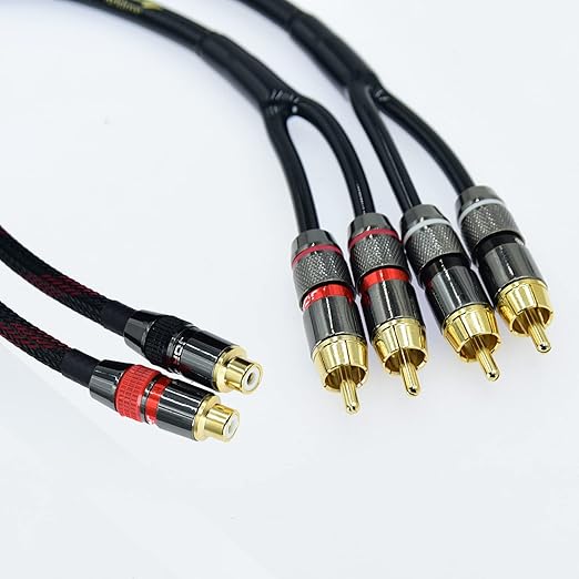 Arklove 18ft Shielded RCA Splitter Subwoofer Stereo Audio Video Cable 1 Female to 2 Male Dual Speaker Y Adapter Connector Extension Cord 24k Gold Plated(2 Pack)