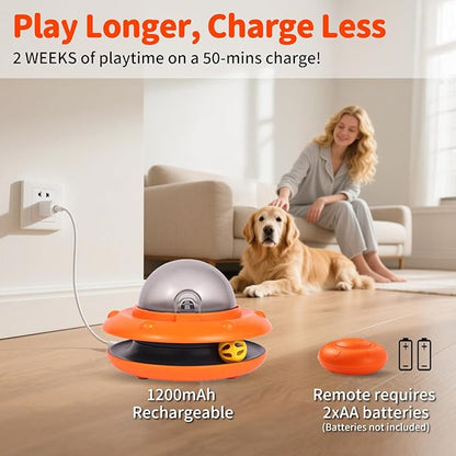 Interactive Dog Ball Track Toys - Automatic Dog Track Ball Treat Puzzle with Remote Control for Dogs Food Dispensing, Pets Enrichment IQ Training Gift, Rechargeable Electronic Slow Feeder