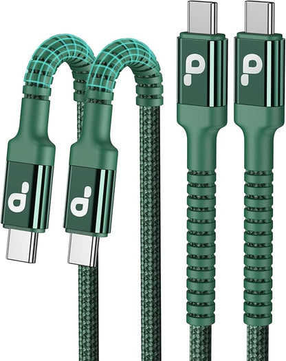 USB C Cable Fast Charging 10FT, 2Pack USBC to USBC Cable, iPhone 16 15 Charger Long Type C Nylon Braided USB-C Charger Cord for iPhone 17/16/15/Pro Max/Plus/Samsung Galaxy S23/LG and More-Green