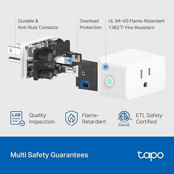 TP-Link 𝗧𝗮𝗽𝗼 Smart Plug Wi-Fi Mini, Energy Monitoring, Compatible with Alexa & Google Home & Samsung SmartThings, Timer, 15A/1800W Max, ETL Certified, 2.4G Wi-Fi Only, Tapo P115(2-Pack)