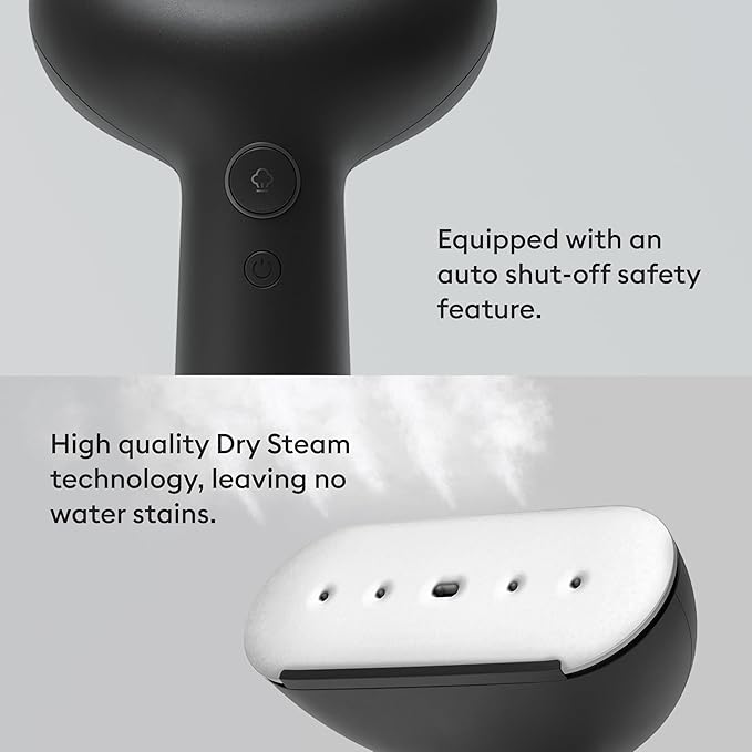 Steamery Handheld Clothes Steamer Cirrus 3, 1200W, US Plug, Heated Ironing Plate, Fast Heat Up, Garment Wrinkle Remover, Black