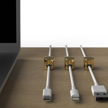 ICONIT Cable Anchors for Desk Organization Gold | Premium Aluminum Cord Organizers | Charger + Cable Management Clips for Home & Office | Stylish, Sturdy, & Functional | (3 Pack)