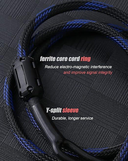 Diaianyfi Audiophile RCA to 2RCA Subwoofer Cable,1 RCA Male to 2 RCA Male Audio Cable RCA Y-Adapter,Oxygen-Free Copper,Nylon Braided Jacket (9.9fFT)