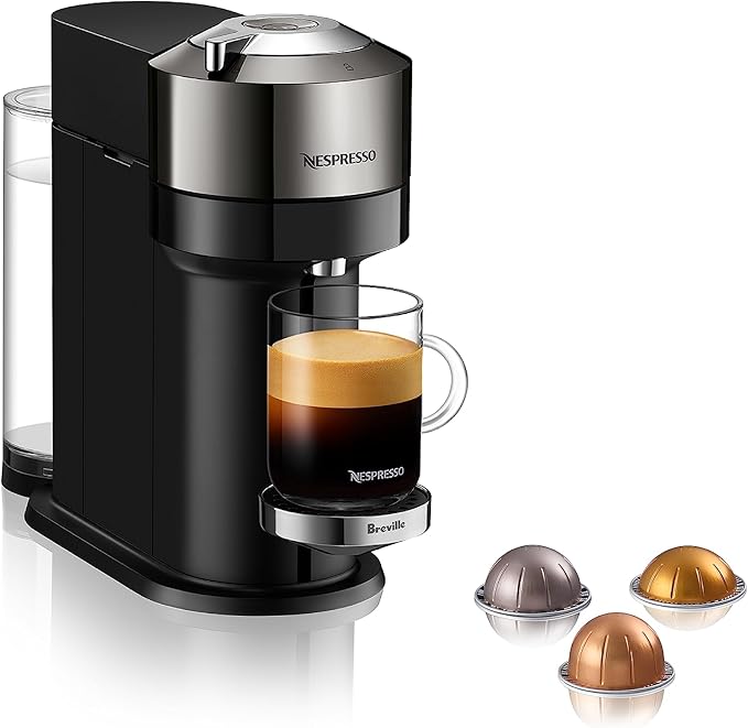 Nespresso Vertuo Next Coffee and Espresso Machine by Breville,1.1 liters, Dark Chrome