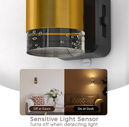 Briignite Night Light, Dimmable Night Lights Plug into Wall, LED Night Light with 0-100 LM Adjustable Brightness, 3000K Automatic Plug in Night Lights with Dusk to Dawn Sensor, for Bathroom Hallway
