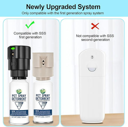 Cat Spray Deterrent System [2 Pack] Automatic Cat Deterrent Spray, Motion Activated System for Cats & Dogs Odorless Pet Deterrent, Senses Pets Up to 3 Feet Away, Friendly & Safe Pet Deterrent Spray
