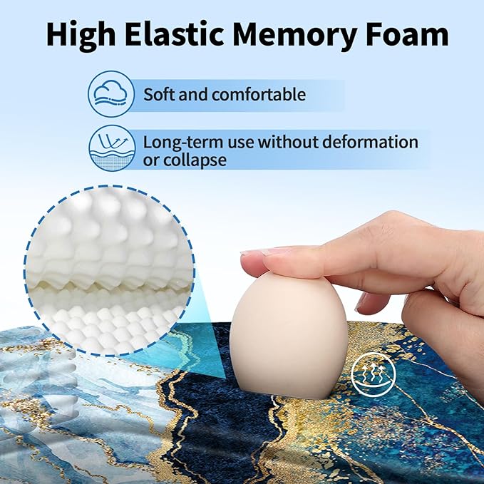 YIWEI Ergonomic Mouse Pad with Wrist Rest - Comfortable Office Mousepad with Memory Foam Wrist Support for Carpal Tunnel Relief, Mouse Pads with Non-Slip Base for Gaming and Home (Marble)