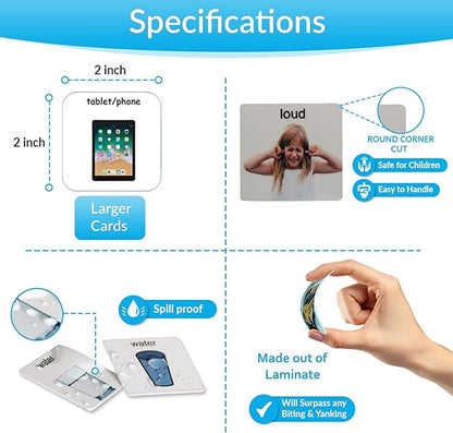 Visual Communication Book,162 ASD Photo Picture Cards: Autism Language Vocabulary, Speech Articulation Therapy, ADHD & Aprexia Learning (English Laminate Real Photo Book, Large)