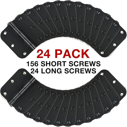 24 Pack Matte Black Door Hinges 3.5 x 3.5 Inch Interior 3 1/2 Inch Door Hinges for Doors Rounded 5/8" Radius Corners Flat Iron Hinge 3 ½"x 3 ½" Door Hardware Bisagras para Puertas Bedroom Home Decor