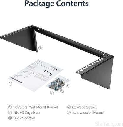 StarTech.com 4U Wall Mount Patch Panel Bracket - 19 inch Steel Vertical Mounting Rack for Network and Data Equipment, TAA (RK419WALLV)