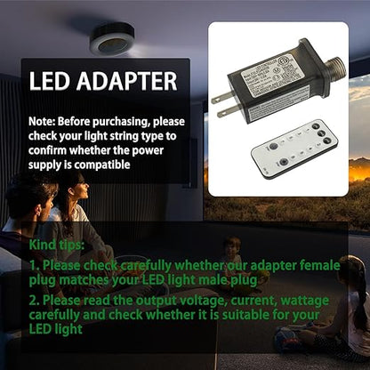SIGANDG 24V 6W 8 Mode LED Controller with Memory Function and IR Remote Control Low Voltage Transformer for Holiday String Lights,not Fit for 8 Mode with Control Box and 1 Mode String Light(1 pcs)