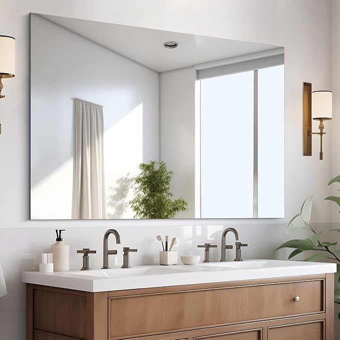 CILIBER Frameless Rectangle Mirror, 36x48 Inch Large Bathroom Mirrors for Wall Over Sink, Upgraded Shatterproof Vanity Mirror with Polished Edge for Bathroom,Bedroom,Living Room and Entryway