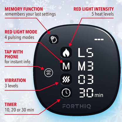 FORTHiQ RED+ Knee Brace with Heat and Red Light Therapy, Knee Massager with 5 Intensity Levels, 52 Red & Infrared Lights, Cordless, Adjustable for Knees, Elbows & Shoulders, FSA-HSA Eligible, 2 Pieces
