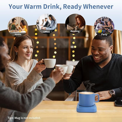 VOBAGA Coffee Mug Warmer, 4 Hours Auto Shut Off Cup Warmer for Office Home Desk with 3 Temperature Settings, Electric Beverage Warmer for Cocoa,Tea, Milk, Soup, for Coffee Gifts, Sky Blue (No Cup)