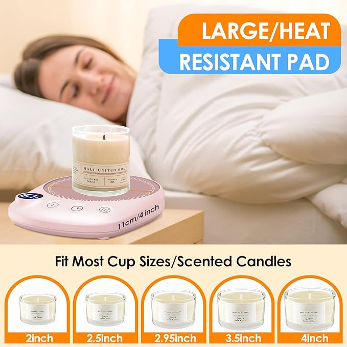 Coffee Mug Warmer - Fastest Heating & Highest Temperature, Coffee Cup Warmer for Desk Auto Shut Off, 4 Temp Settings & 1-12H Timer, Smart Electric Beverage Warmer for Coffee, Tea (Pink)