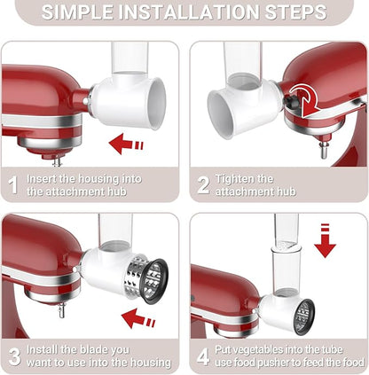 Cofun Slicer Shredder Attachment for Kitchenaid Stand Mixer, Cheese Grater Attachment, Food Slicer Salad Maker for Kitchen aid Mixer Accessories and Attachments with 3 Blades