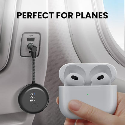 Avantree SoundJet R1 – 25Hr Airplane Bluetooth Adapter for All AirPods (Pro/Max) with Qualcomm Chipset & aptX Adaptive, Wireless Audio Transmitter for Flight Travel, Works with Bose & Other Headphones