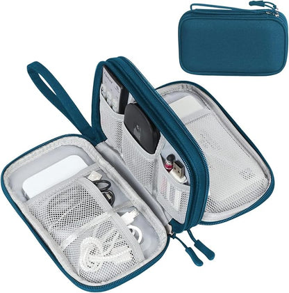 FYY Electronic Organizer, Travel Cable Organizer Bag Pouch Electronic Accessories Carry Case Portable Waterproof Double Layers Storage Bag for Cable, Cord, Charger, Phone, Earphone, Medium, Dark Green