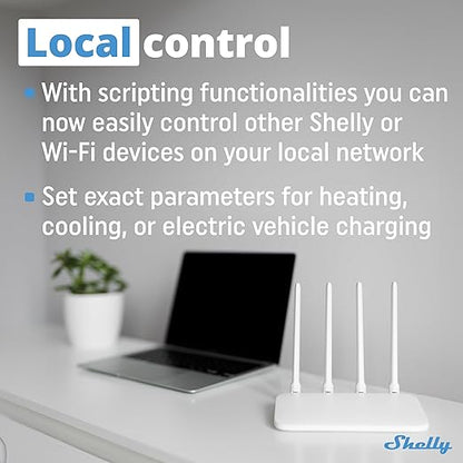 Shelly Pro 3EM (120A) | Wi-Fi & LAN, 3-Phase Smart Energy Meter | 2-Way Consumption | Home Automation | Bluetooth Gateway | Compatible with Alexa & Google Home | No Hub Required | Solar Panels