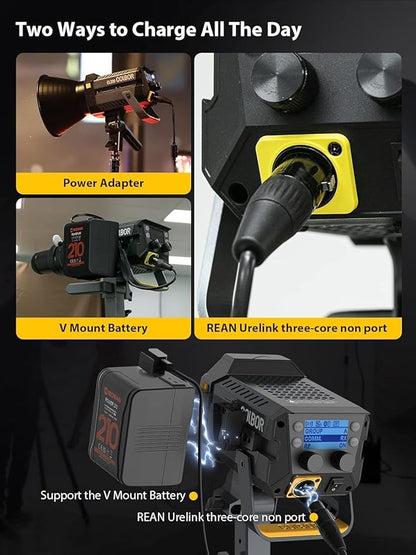 Video Light, COLBOR CL220M 220W Continuous Lighting 2700-6500K CRI96+ 58,100Lux at 3.3ft COB Studio Light with Bowens Mount APP for Film Live, Video-Light-Studio-LED-Photography