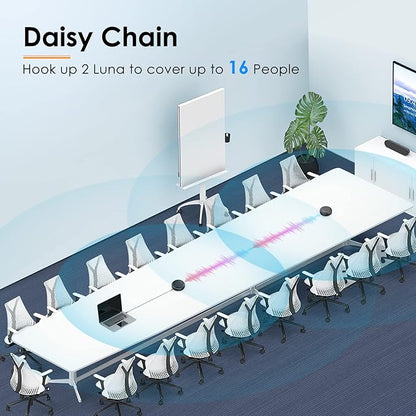 EMEET Conference Speaker and Microphone Luna 360° Voice Pickup w/Noise Reduction/Mute/Indicator USB Bluetooth Speakerphone w/Dongle for 8 People Daisy Chain for 16 Compatible with Leading Software