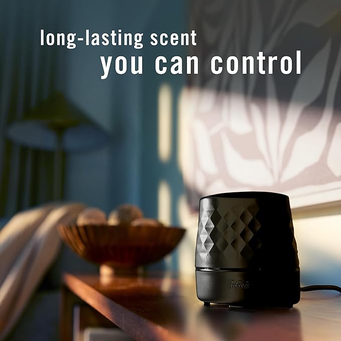 Febreze Plug Scent Booster in Black, Continuous Scent Device Oil Diffuser, Compatible with Febreze Air Freshener Plug in Refills