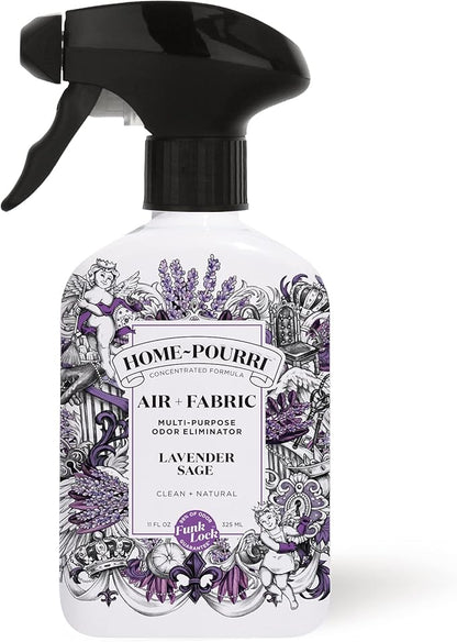 Home-Pourri Air + Fabric Multi-Purpose Odor Freshener Spray, 11 Fl Oz, Up to 570 Uses, Lavender Sage Scent, Room Deodorizer with Essential Oils, for Carpets, Couches, Bedding & Curtains