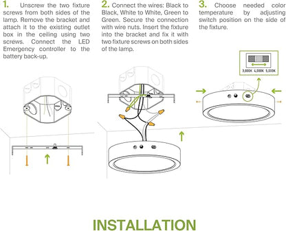 ASD LED 7" Round Flush Mount Ceiling Light Fixture, Low Profile Surface Lighting | 5CCT, Dimmable, Battery Backup, ETL Listed | 15W 1200LM 2700-6000K 120V | Kitchen, Hallway Lamp | White, 12 Pack