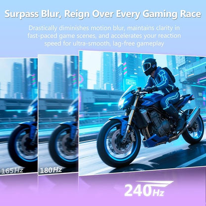 Z-Edge 24 inch 240Hz 165Hz Gaming Monitor, FHD 1080p, MPRT 1ms, IPS Monitor Gaming, 350nits, 16.7M Colors, 99% sRGB, UG24PJ Frameless Bezel, DP x1, HDMI x1(White)