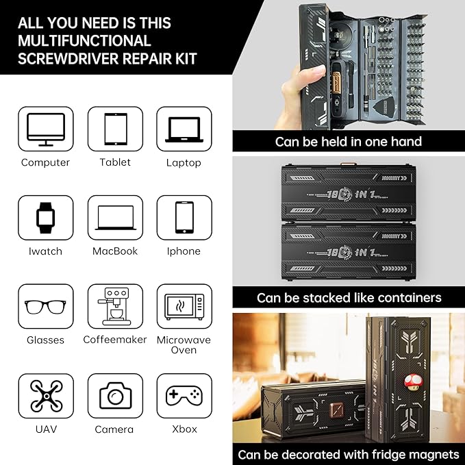 Precision Screwdriver Set with 21 Kinds of 160 Magnetic Bits, JAKEMY Multi-Bits Professional Laptop Screwdriver Repair Kit for Most Electronic Devices, Watch, Xbox, Console, Glasses, Doorbell, DIY