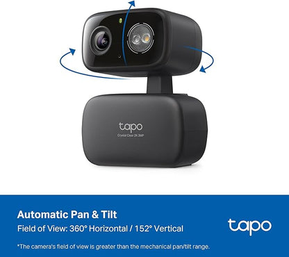 Tapo 2K Indoor/Outdoor Pan/Tilt Wired Security Camera - Baby Monitoring, Person & Baby Cry Detection, 360° Motion Tracking, Color Night Vision, Subscription-Free Local Storage or Optional Cloud, C217