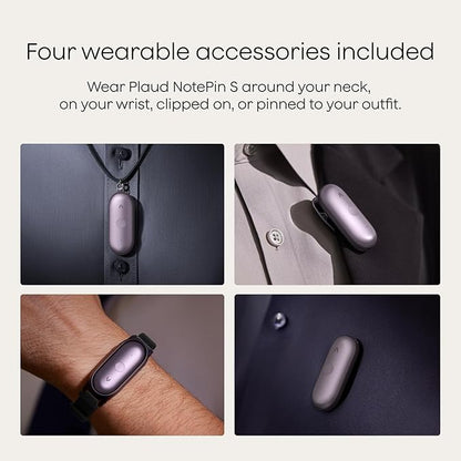 Plaud NotePin S AI Voice Recorder, Wearable AI Notetaker, AI Transcribe & Summarize, Support 112 Languages, 64GB Memory, Audio Recorder for Meetings Interviews with 4 Accessories, Purple