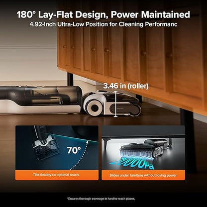 roborock F25 ALT Vacuum Mop, Wet Dry Vacuum Cleaner, Cordless Hard Floor Cleaner Machine with AI Assistant Wheels, 180° Lie-Flat, 194°F Hot Air Flash Drying & Self Cleaning Electric Mop