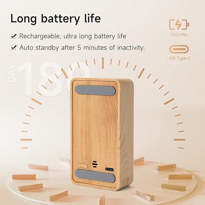 Digital Hourglass Timer, Rechargeable Magnetic Visual Timer with Large LED Display, Adjustable Volume for Classroom, Cooking, Fitness, Baking, Kids Learning & Teaching (Wood Grain Design)