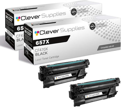 CS Replacement Toner Cartridge Compatible with HP 657X CF470X Black Color Enterprise M681 M681dh M681f M682 MFP M681 z MFP M682 z Toner Cartridge 2 Black Set