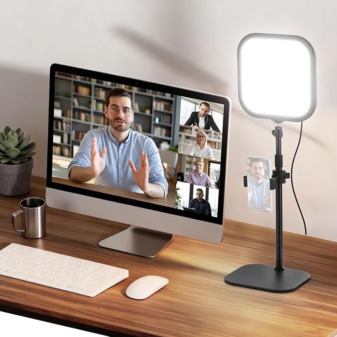 NEEWER Basics 10.8" Video Conference Lighting with Desk Stand & Phone Holder, 15W Bi Color Edge Lit Full Screen Light CRI95+ for Computer Laptop Webcam Zoom Calls Streaming