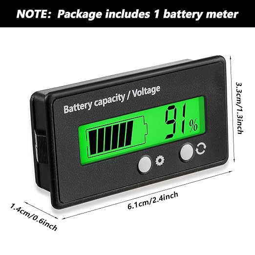 DC 12V 24V 36V 48V 60V 72V 84V Golf Cart Battery Meter with Alarm, Front Setting and Switch Key Battery Capacity Voltage Indicator Gauge Acid and Lithium ion Indicator