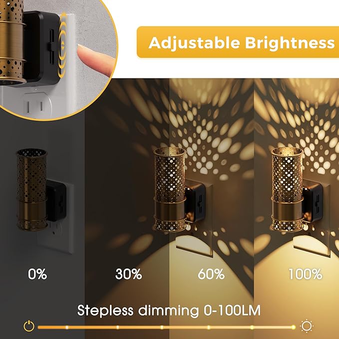 L LOHAS LED Night Light, Dimmable Night Lights Plug into Wall, Vintage Nightlight with Light Sensor, Soft White, 0-100LM Plug in Aesthetic Night Light for Adults Bathroom Hallway Gift, 1 Pack