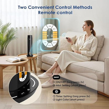 Waterless Scent Diffuser – 1200 Sq Ft Coverage, Essential Oil Diffuser with Remote Control, Quiet Aromatherapy Diffuser with LED Light & Timer, Scent Air Machine for Home, Office, Hotel