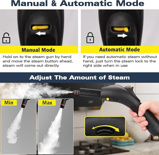 Steam cleaner, 1500w Steamer Cleaning Fast Heating Multi-Surface Steam Cleaner for Home，Steamer Cleaning for Grout