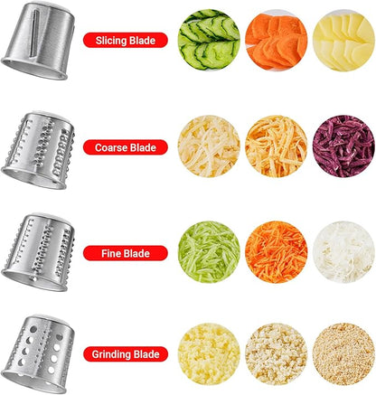 AMZCHEF Slicer Shredder Accessories and Attachments For KA Stand Mixers with 2.8IN Large Feed Chute, Oversized Cheese Grater Attachment with 4 Food Grade Blades, 304 Stainsless Steel, Dishwasher Safe