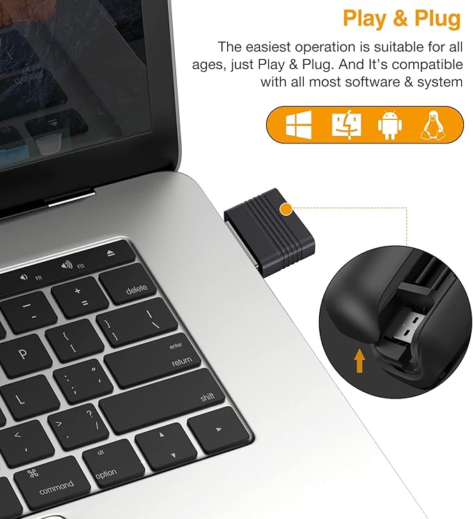 Presentation Remote with Air Mouse Function, Wireless Presenter Clicker RF 2.4GHz USB Laser Pointer Presenter Control PowerPoint Presentation Clicker for Mac, Laptop, Computer