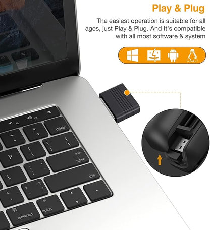 Presentation Remote with Air Mouse Function, Wireless Presenter Clicker RF 2.4GHz USB Laser Pointer Presenter Control PowerPoint Presentation Clicker for Mac, Laptop, Computer