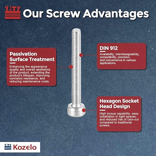 Kozelo 100pcs Socket Head Cap Screws - [M3-0.5 x 25mm] 304 Stainless Steel Allen Socket Drive for Electrical Motor 3D Printing Fan Engine Replacement Use, Silver