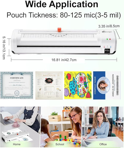 Buyounger Laminator Machine, A3 Laminator Machine with 30 Laminating Sheets, 13 Inch Laminating Machine with Built-in Paper Cutter & Corner Rounder, Thermal and Cold 11X17 for Home School Office